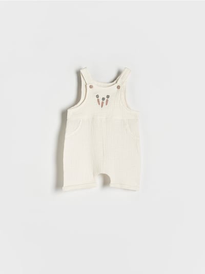 Cotton dungarees with embroidery detailing