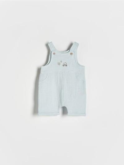 Cotton dungarees with embroidery detailing