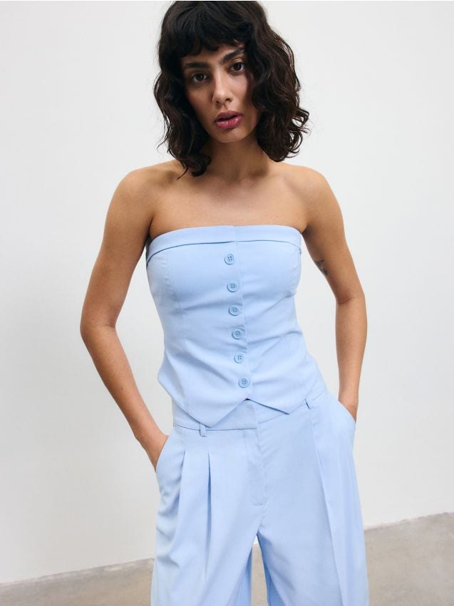 Reserved - top tip corset - albastru-deschis