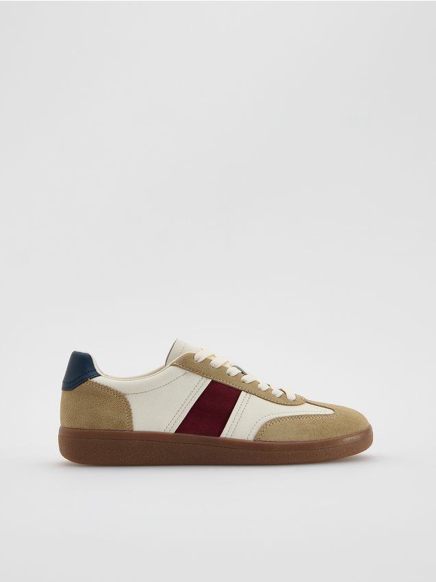 Leather rich sneakers with inserts - RESERVED