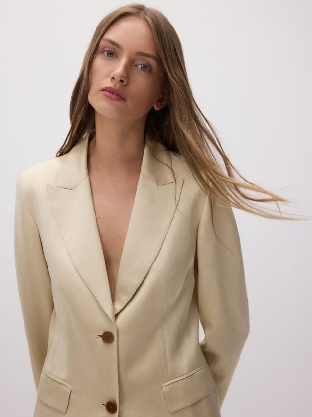 Blazer en satin avec mélange de lin - RESERVED