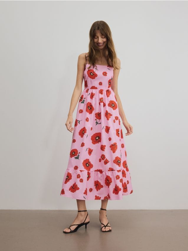Robe midi à imprimé fleuri - RESERVED
