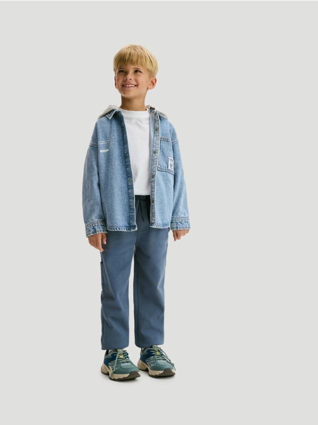 Reserved - Pantaloni jogger din bumbac - Albastru metalizat