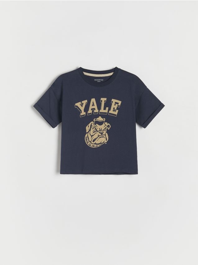 Reserved - tricou oversized yale - albastru metalizat