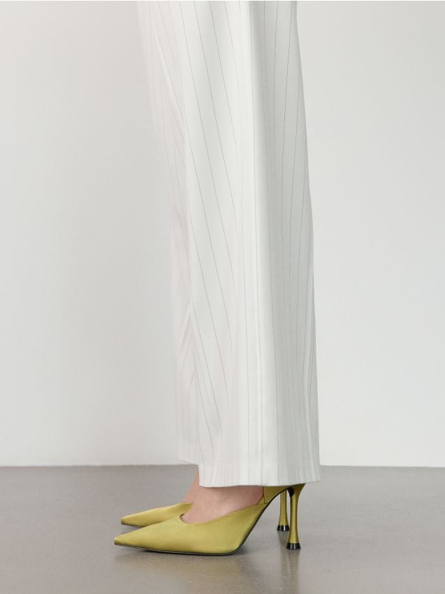 Reserved - pantofi din satin - verde-oliv cald