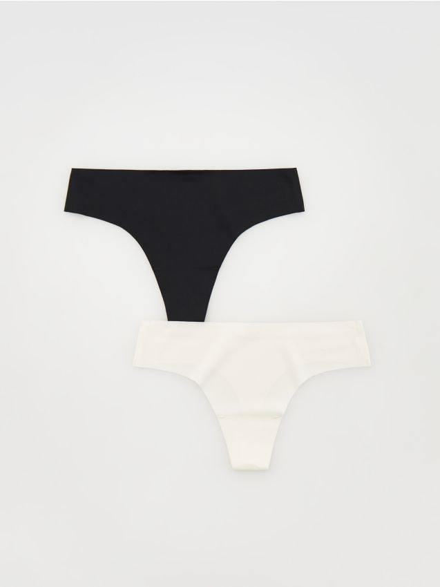 Reserved - set de 2 perechi de chiloți tanga - crem