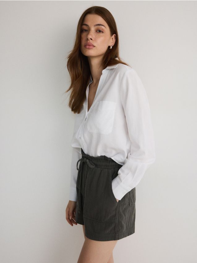 Reserved - ladies` shorts - gri-închis