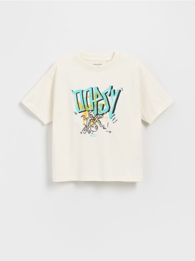 Cotton T-shirt with print - RESERVED