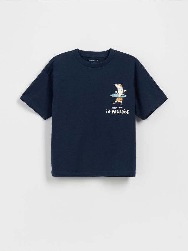 Cotton T-shirt with print - RESERVED