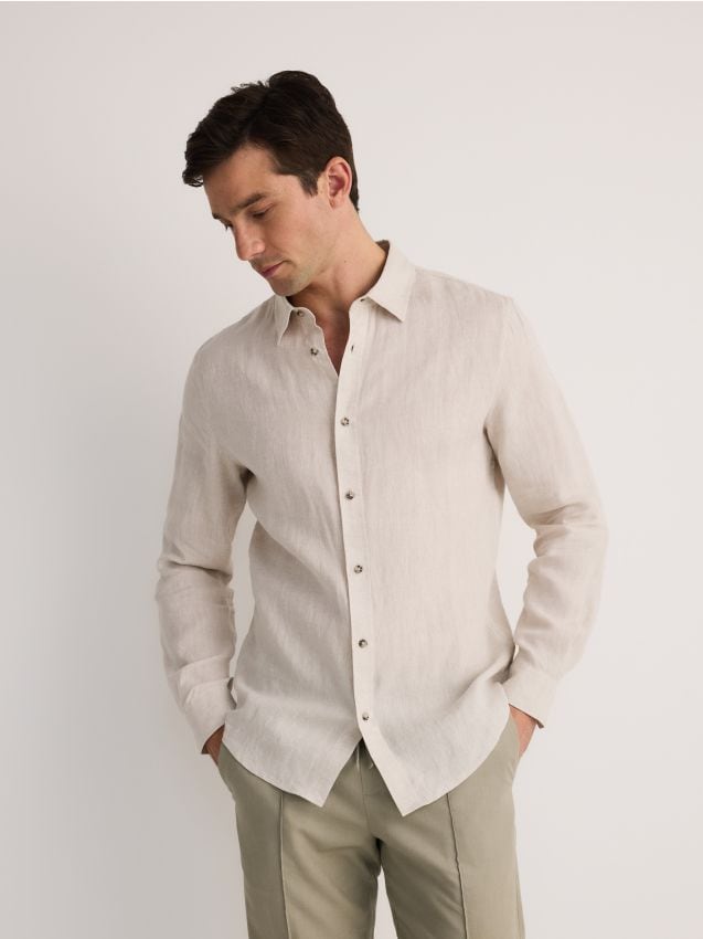 Regular fit linen shirt - RESERVED