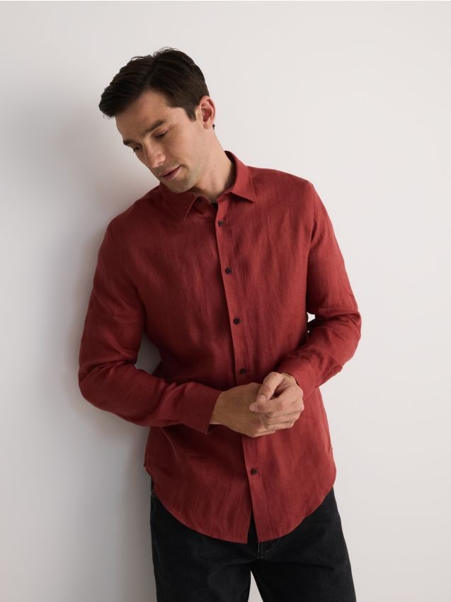 Regular fit linen shirt - RESERVED