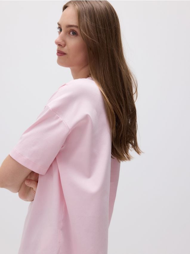 Oversized mercerised cotton blend T-shirt - RESERVED