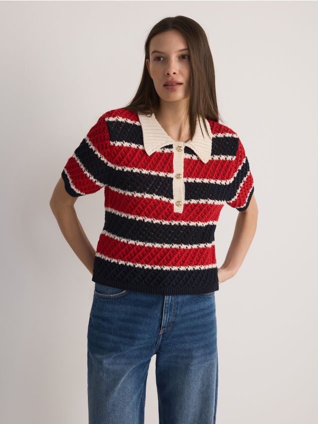 Openwork jumper with collar - RESERVED