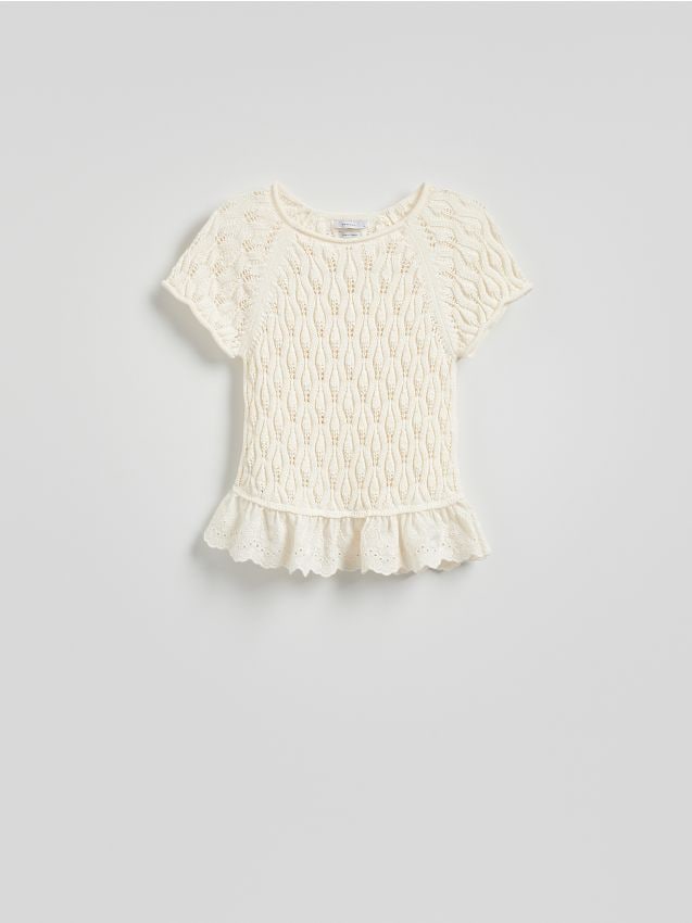 Openwork blouse with flounce - RESERVED