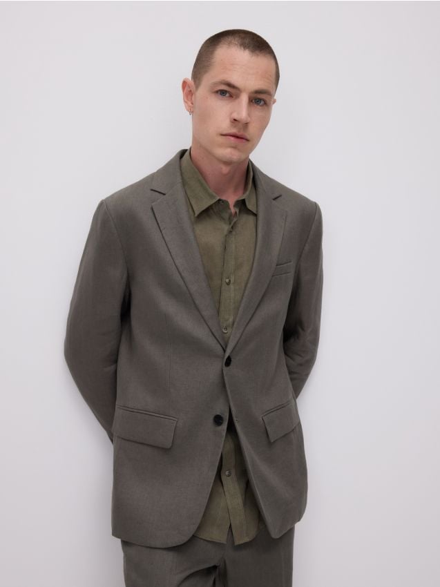 Regular fit linnen blazer - RESERVED