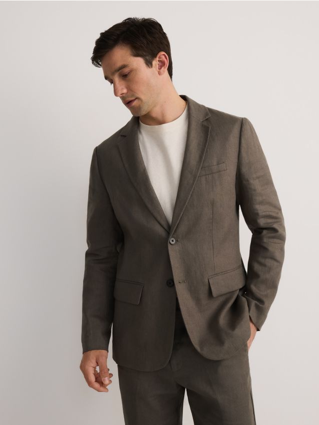 Regular fit linen blazer - RESERVED