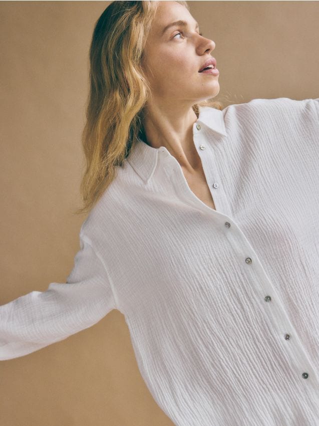 Oversized cotton muslin shirt - RESERVED