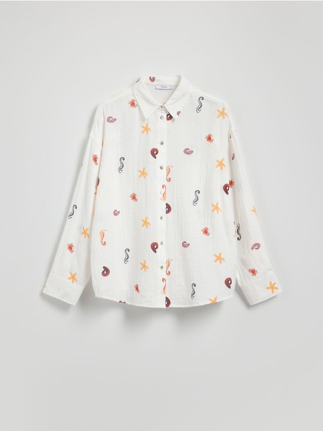 Camicia oversize in mussola di cotone - RESERVED