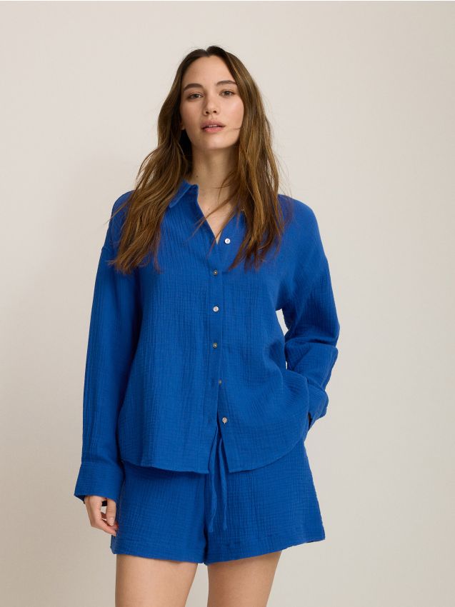 Oversized cotton muslin shirt - RESERVED