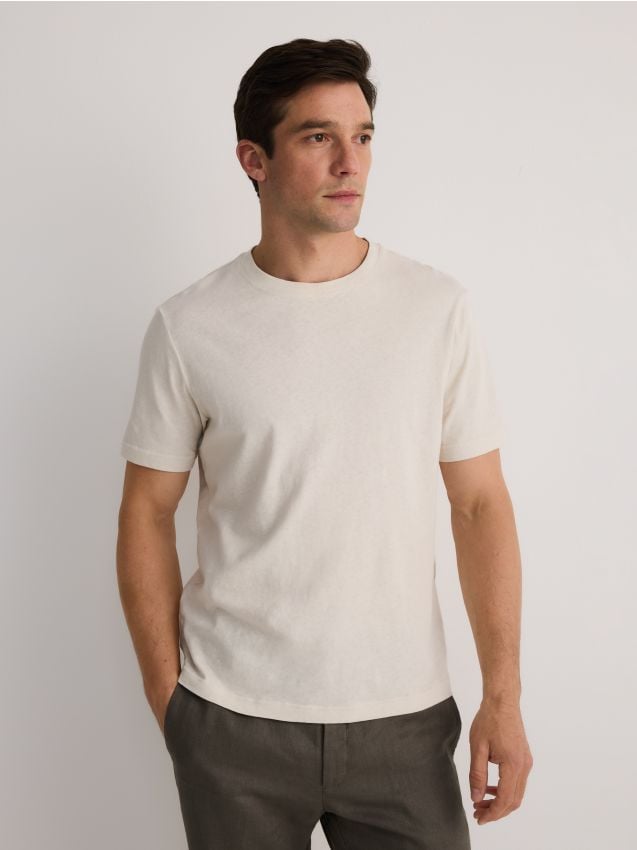Linen blend T-shirt - RESERVED