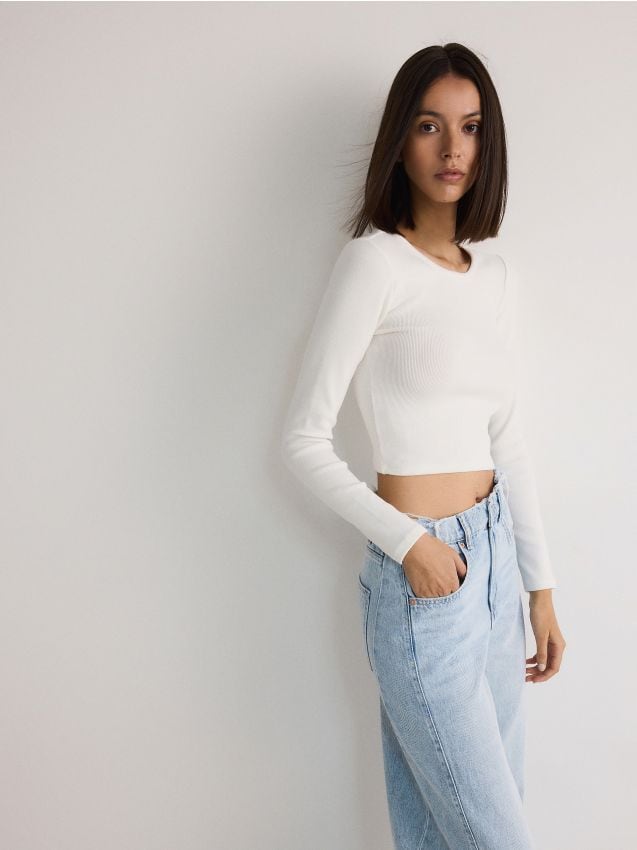 Kurzes Baumwoll-Langarmshirt - RESERVED