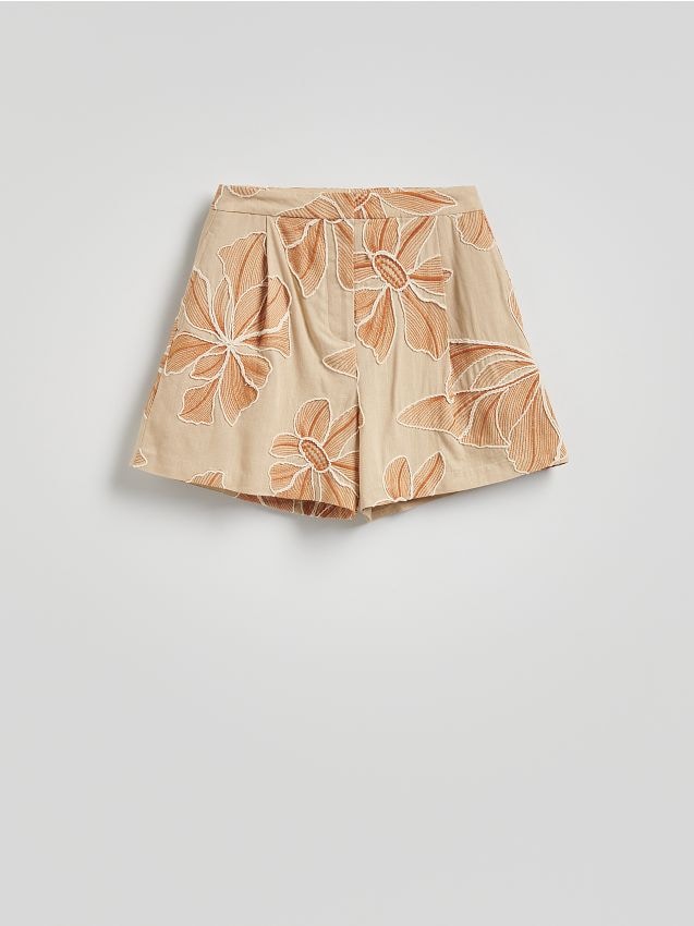Patterned linen-blend shorts - RESERVED
