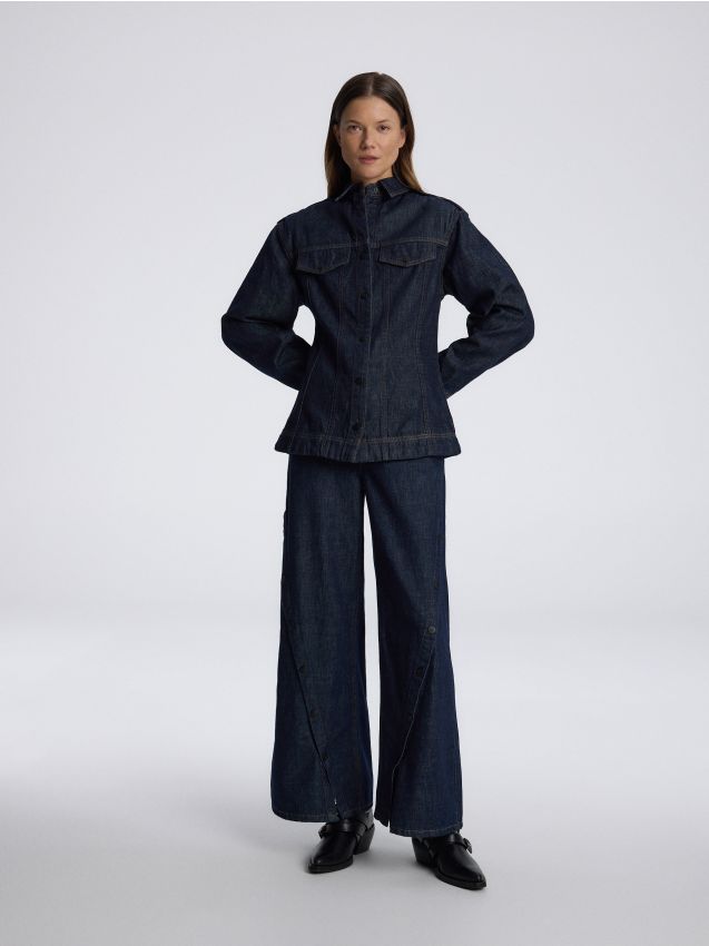 Wide leg jeans with fastened legs - RESERVED
