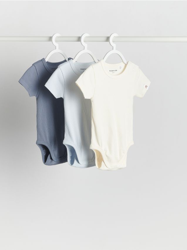Reserved - set de 3 body-uri din material structurat - lavand