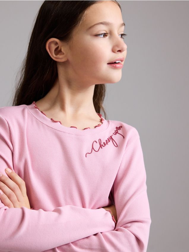 Ribbed T-shirt with print - RESERVED