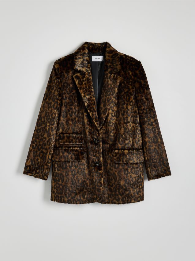 Oversized blazer with animal pattern - RESERVED