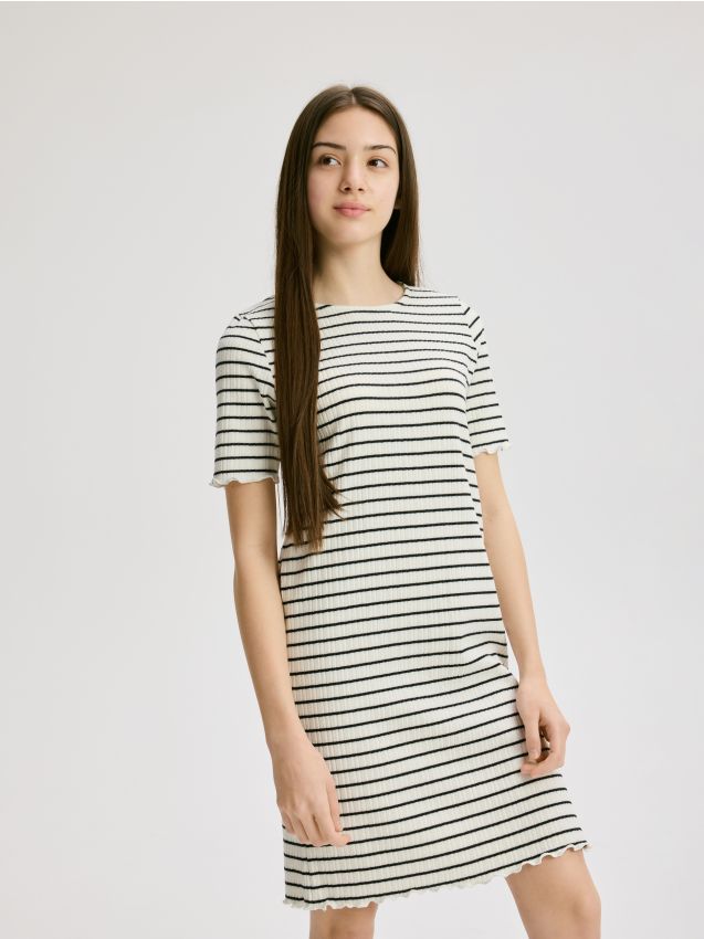 Reserved - Rochie în dungi - crem