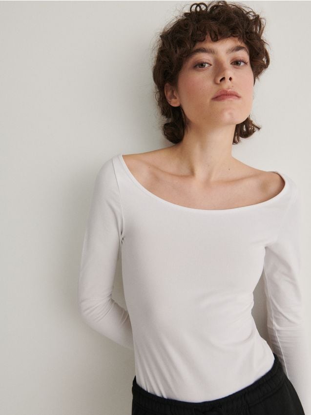 Reserved - body cu mânecă lungă - alb