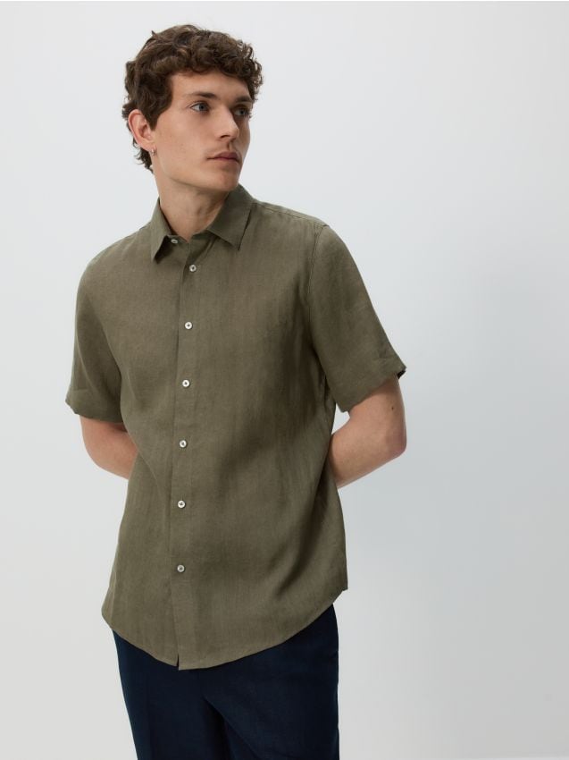 Slim fit hørskjorte - RESERVED