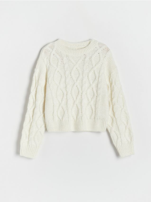 Decorative knit jumper Color cream - RESERVED - 1767W-01M