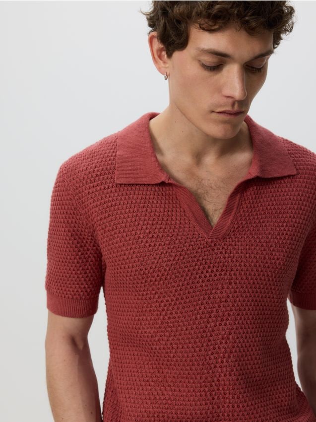 Linen blend polo jumper - RESERVED