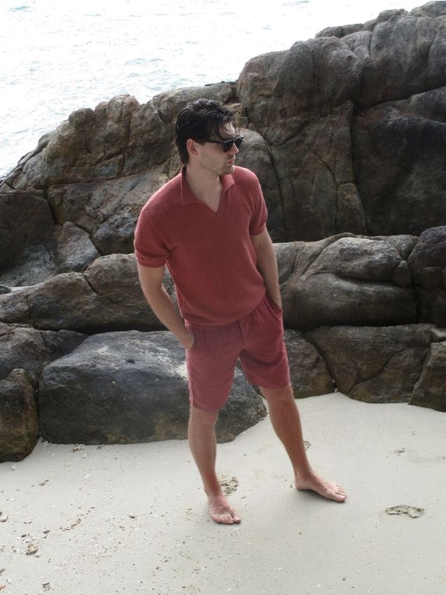 Linen blend polo jumper - RESERVED