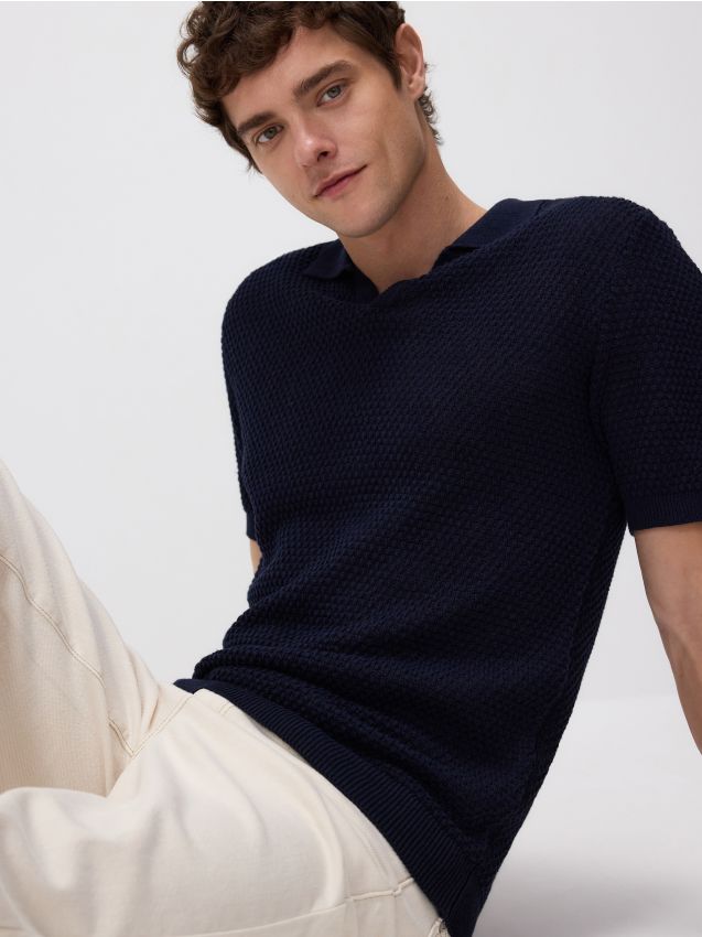Linen blend polo jumper - RESERVED