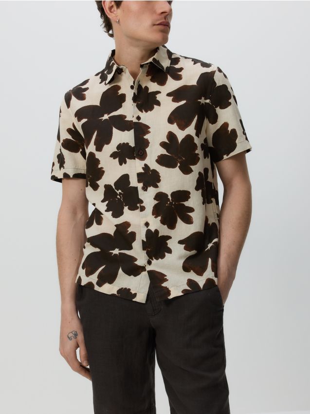 Regular fit linen shirt - RESERVED