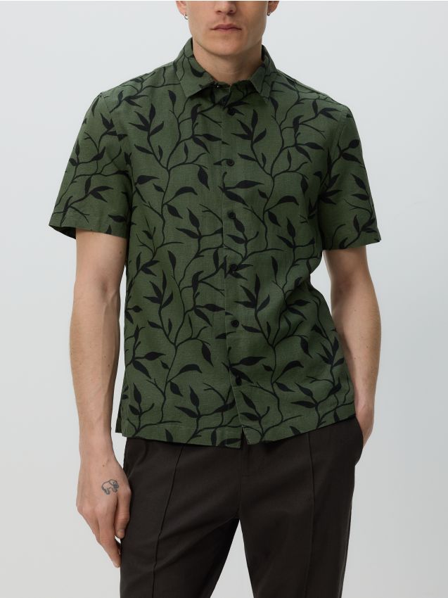 Regular fit linen shirt - RESERVED