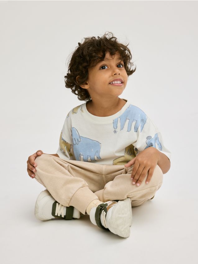 Reserved - Pantaloni jogger din bumbac - bej