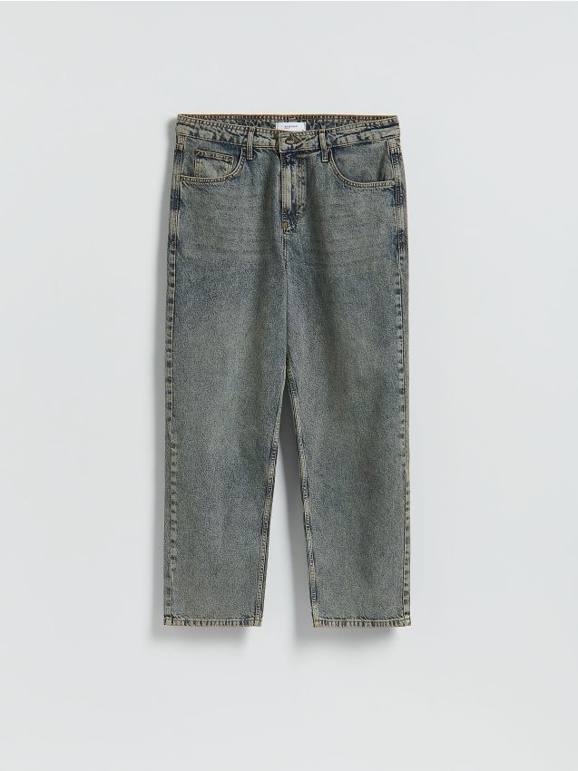 Reserved - Blugi loose cu efect prespălat - indigo jeans