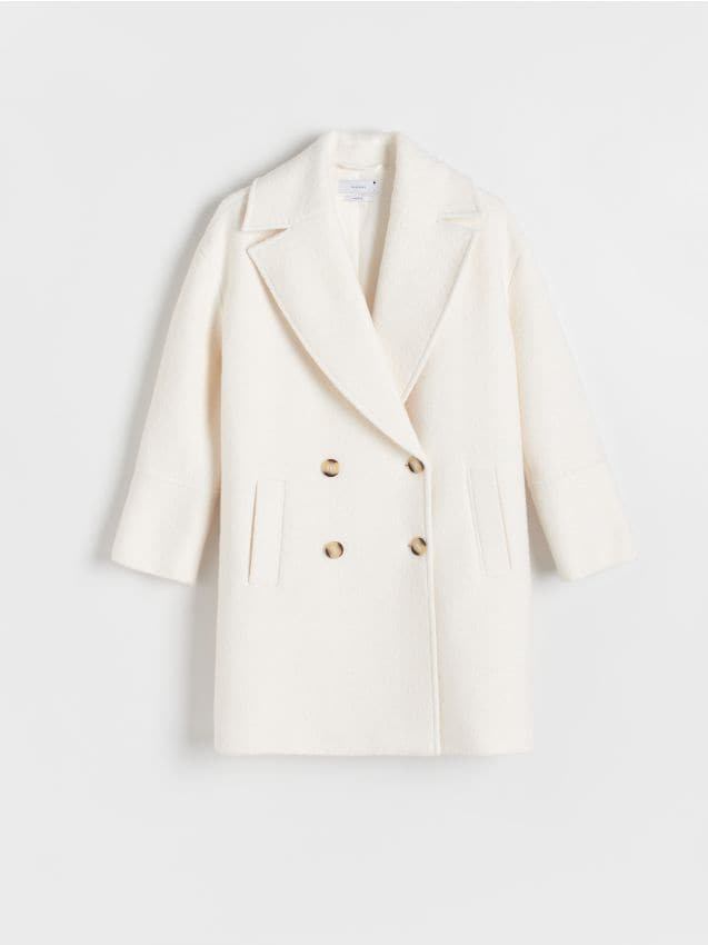 Reserved - Palton oversized cu rând dublu de nasturi - crem Reserved - Palton oversized cu rând dublu de nasturi - crem