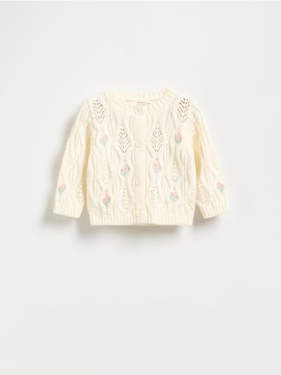 Gestickter Ajour-Cardigan