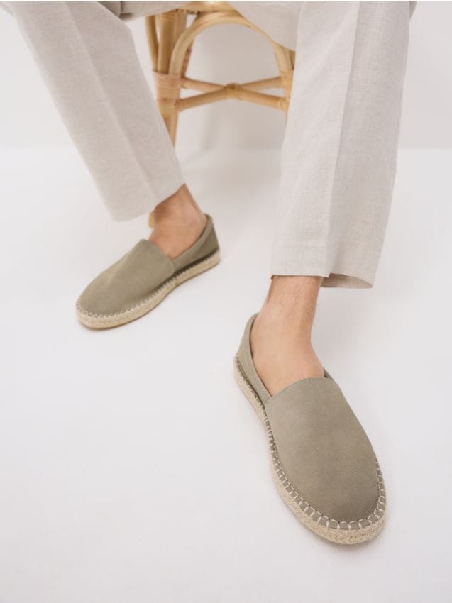 Reserved - Espadrile din piele întoarsă - verde-prăfuit Reserved - Espadrile din piele întoarsă - verde-prăfuit