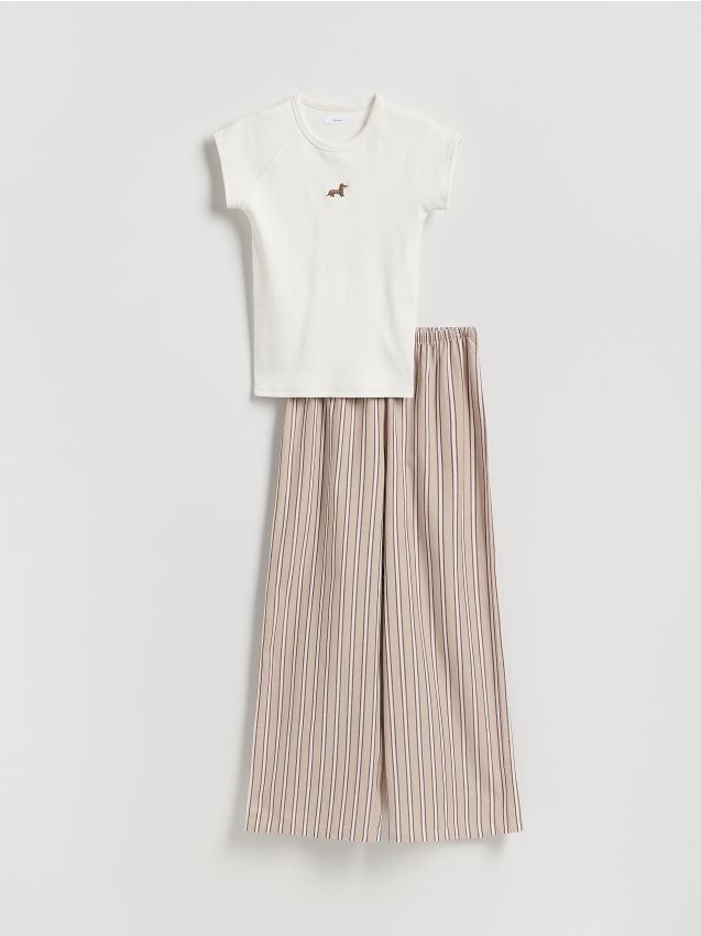 Ensemble de pyjama deux pièces avec broderie - RESERVED