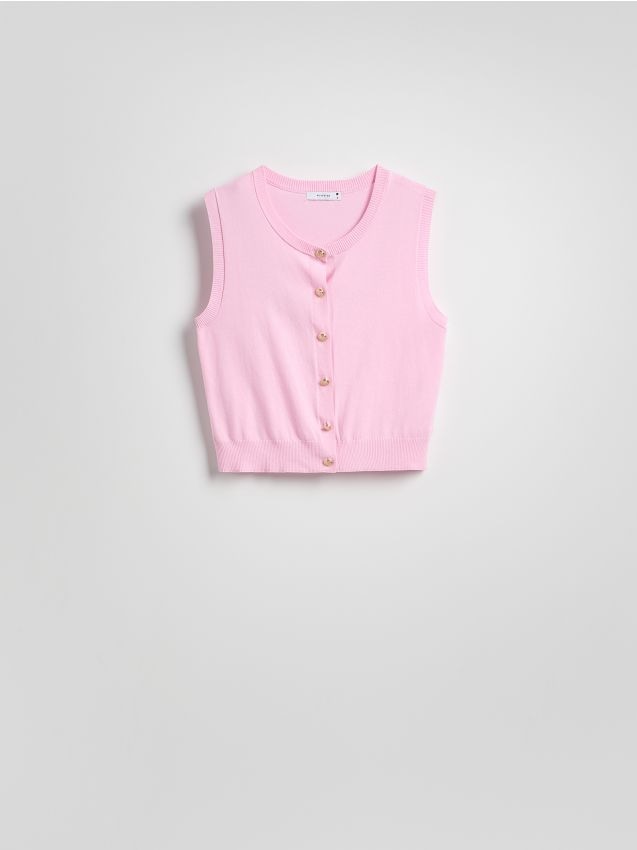 Reserved - Vestă din material tricotat - roz-pastel