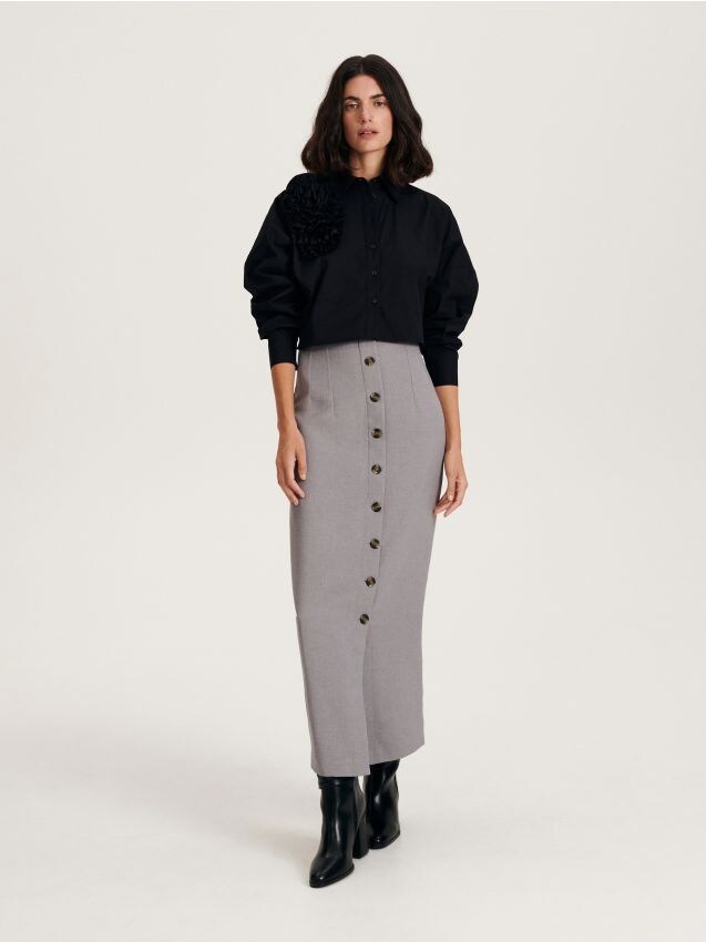 Anna Pencil Skirt in Pearl Grey  The Main Street Exchange