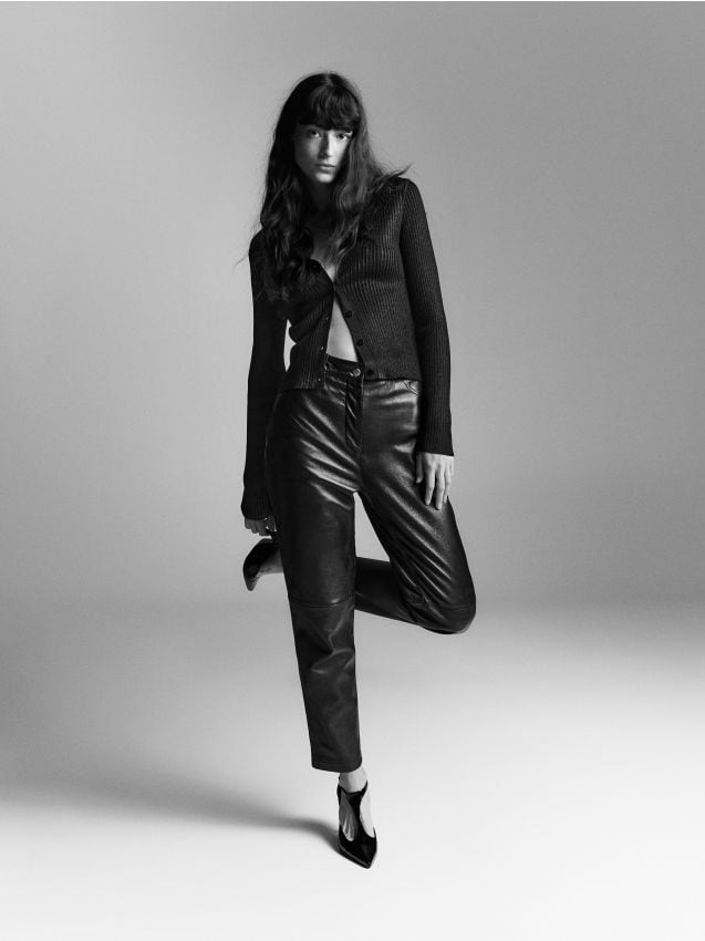 Reserved - pantaloni de piele - negru