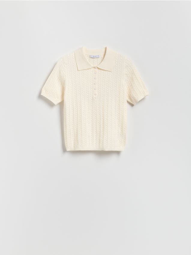 Sweater with polo collar - RESERVED