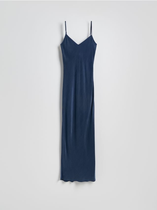 Reserved - Rochie maxi cu bretele - bleumarin